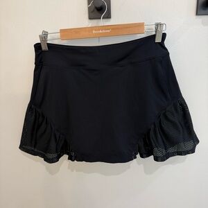 Black Tennis Skirt with Mesh Ruffles